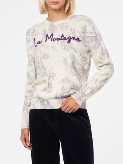 MC2 SAINT BARTH WOMAN CREWNECK SWEATER WITH LA MONTAGNE PRINT