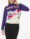 Mc2 Saint Barth Woman Crewneck Sweater New Queen With Mont Rosè Postcard Jacquard In Pink