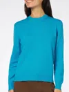 Mc2 Saint Barth Woman Crewneck Turquoise Sweater With St. Barth Embroidery In Sky
