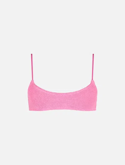 Mc2 Saint Barth Woman Crinkle Bralette Top Swimsuit Judy In Pink