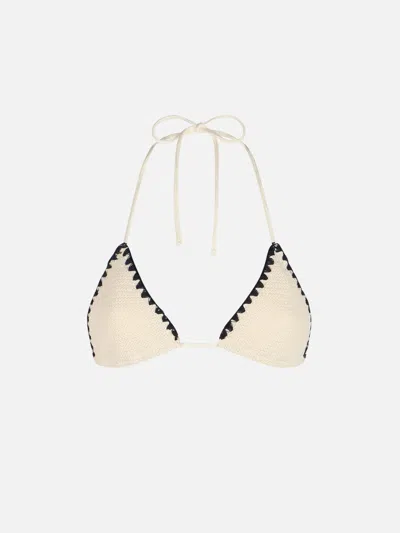 Mc2 Saint Barth Woman Crochet Triangle Top Swimsuit Leah In White