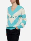 Mc2 Saint Barth Woman Cropped Sweater With Argyle Pattern In Green