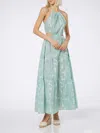 Mc2 Saint Barth Woman Cut Out Long Dress Kaby With Paisley Print In Green
