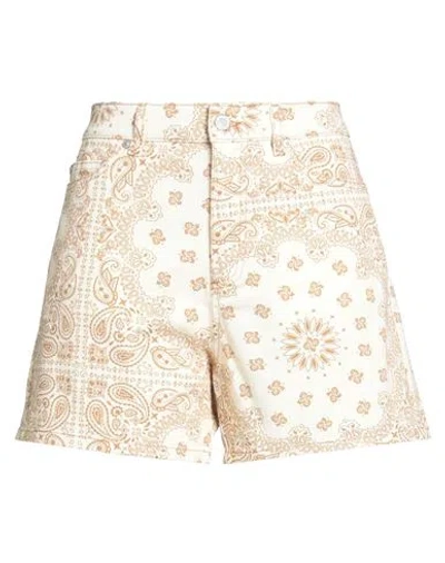 Mc2 Saint Barth Woman Denim Shorts Beige Size M Cotton, Elastane In Multi