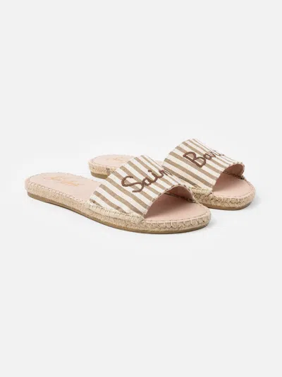 Mc2 Saint Barth Woman Espadrillas Mules Luz With Saint Barth Embroidery In Brown