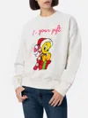 Mc2 Saint Barth Woman Fleece Sweatshirt With Tweety Print Warner Bros In White