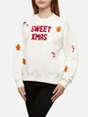 MC2 SAINT BARTH WOMAN FLEECED COTTON SWEATSHIRT STARDUST WITH GINGER CANE PATCHES