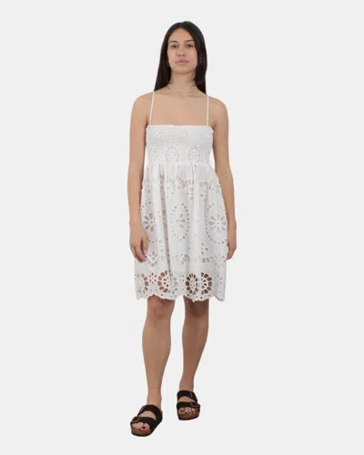 Mc2 Saint Barth Woman Flounced Short Dress - Cotton Sangallo Embry 01 In White