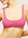 Mc2 Saint Barth Woman Fuchsia Lurex Classic Crinkle Bralette Naima In Pink