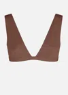Mc2 Saint Barth Woman Heatsealed Scooped Beach Top Ofelia In Brown