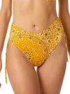 Mc2 Saint Barth Woman High Waist Swim Briefs With Bandanna Print In Yellow