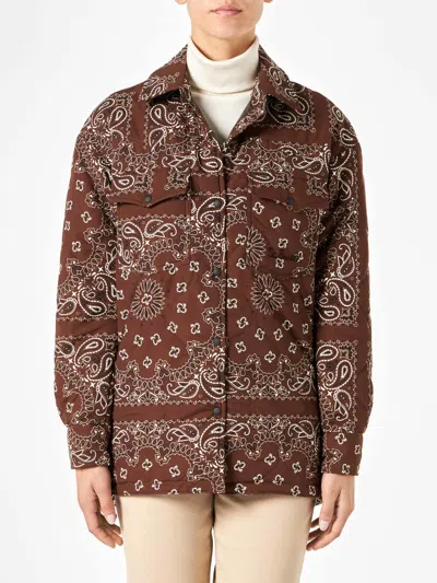 Mc2 Saint Barth Woman Jacket With Bandanna Print In Brown