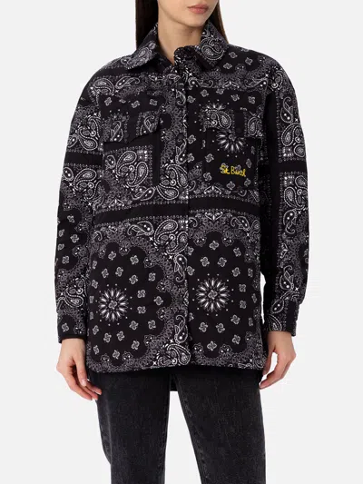 Mc2 Saint Barth Woman Jacket With Black Bandanna Print