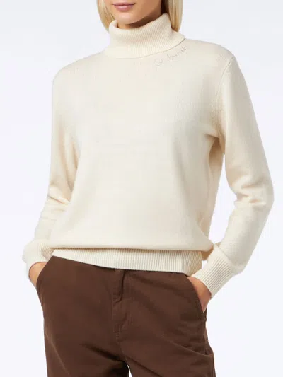 Mc2 Saint Barth Woman Knitted Off White Turtleneck Sweater