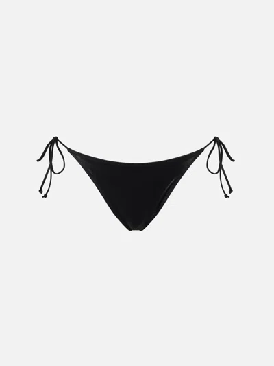 MC2 SAINT BARTH WOMAN LAMINA BLACK SWIM BRIEFS WITH SIDE LACES