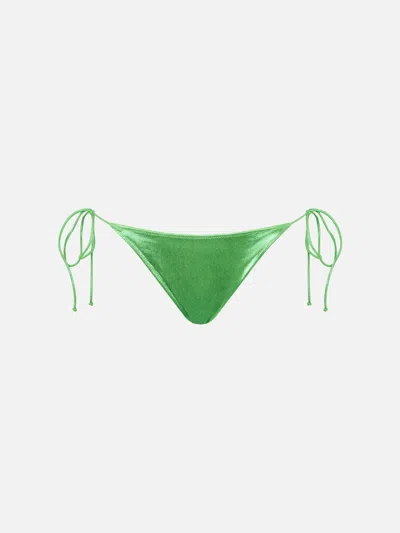 Mc2 Saint Barth Woman Lamina Green Swim Briefs With Side Laces