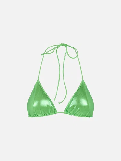Mc2 Saint Barth Woman Lamina Green Triangle Top Swimsuit