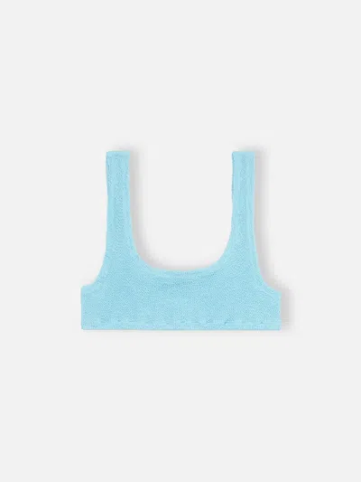 Mc2 Saint Barth Woman Light Blue Classic Crinkle Bralette Naima In Sky