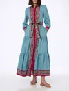 Mc2 Saint Barth Woman Light Blue Linen Dress Jensen With Paisley Placed Print