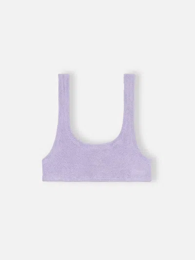 Mc2 Saint Barth Woman Lilac Classic Lurex Crinkle Bralette Naima In Pink