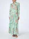 Mc2 Saint Barth Woman Linen Dress Marbella With Flower Print In Green