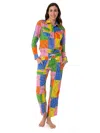 Mc2 Saint Barth Woman Linen Pants With Multicolor Bandanna Print In Multicolor