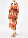 Mc2 Saint Barth Fringed Check Mid-length Coat In Brown