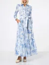 Mc2 Saint Barth Tropical Print Maxi Dress With Front Button Fastening And Belted Waist In White