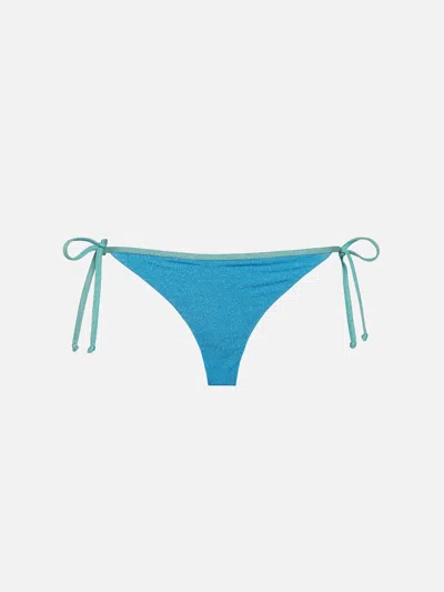 Mc2 Saint Barth Woman Lurex Cheeky Swim Briefs Virgo In Sky