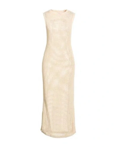 Mc2 Saint Barth Woman Maxi Dress Beige Size M Cotton, Polyacrylic In Neutral