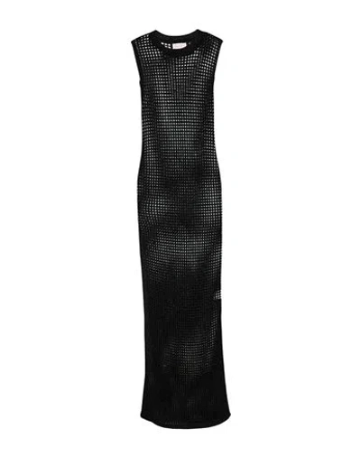 Mc2 Saint Barth Woman Maxi Dress Black Size M Viscose, Metallic Fiber