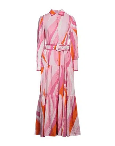 Mc2 Saint Barth Woman Maxi Dress Pink Size S Linen