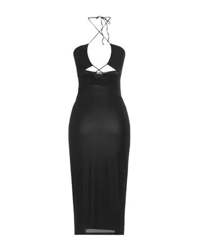 Mc2 Saint Barth Woman Midi Dress Black Size M Viscose, Elastane