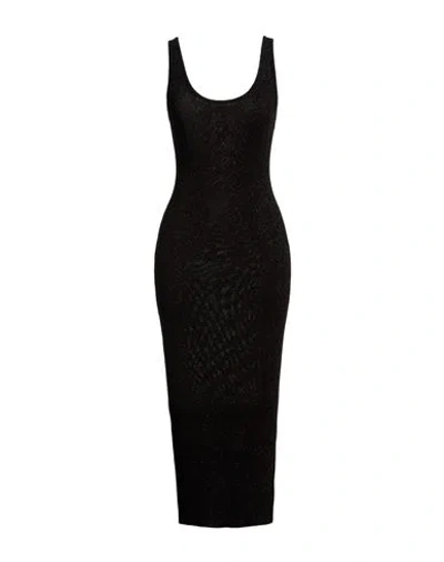 Mc2 Saint Barth Woman Midi Dress Black Size M Viscose, Metallic Fiber