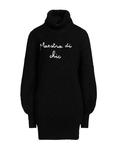 Mc2 Saint Barth Woman Mini Dress Black Size M Wool, Viscose, Polyamide, Cashmere