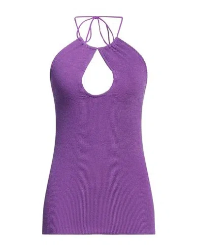 Mc2 Saint Barth Woman Mini Dress Purple Size S/m Polyamide, Metal, Elastane