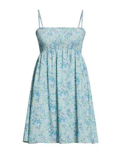 Mc2 Saint Barth Woman Mini Dress Sky Blue Size Xs Cotton