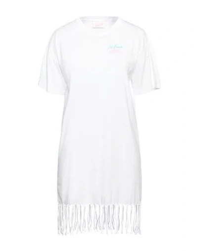 Mc2 Saint Barth Woman Mini Dress White Size S Organic Cotton In Metallic
