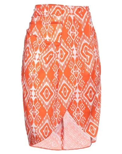 Mc2 Saint Barth Woman Mini Skirt Orange Size M Cotton