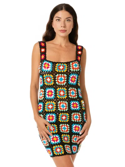 Mc2 Saint Barth Woman Multicolor Crochet Dress In Black