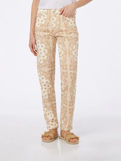 Mc2 Saint Barth Woman Off-white Bandanna Print Denim Belleville In Beige