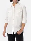 Mc2 Saint Barth Woman Off-white Corduroy-like Shirt Deer With St. Barth Rhinestones Logo In White