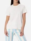 Mc2 Saint Barth Woman Off-white Cotton Jersey Crewneck T-shirt Emilie In White