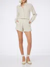 Mc2 Saint Barth Woman Off-white Linen Pull Up Shorts Meave In White