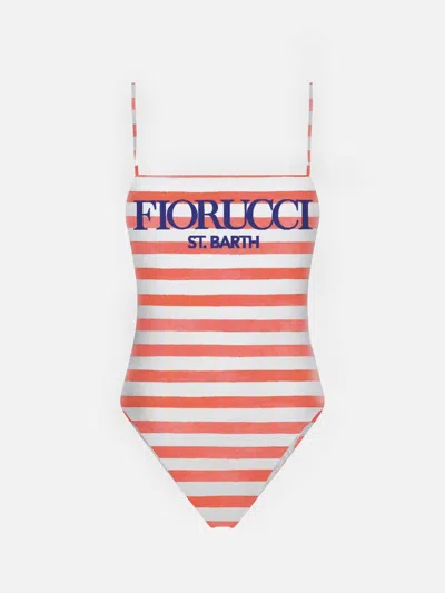 Mc2 Saint Barth Woman One Piece Swimsuit With Fiorucci Print Fiorucci Special Edition In White
