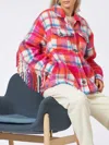Mc2 Saint Barth Woman Overshirt Jacket With Fringes In Multicolor