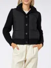Mc2 Saint Barth Woman Padded Jacket With Knitted Sleeves In Black