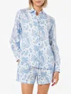 Mc2 Saint Barth Woman Paisley Linen Classic Shirt Meredith In Blue