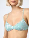 Mc2 Saint Barth Woman Paisley Scoop Bralette Beach Top May In Verde Acqua