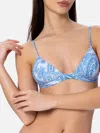 Mc2 Saint Barth Woman Paisley Triangle Top Swimsuit Rylie In Celeste